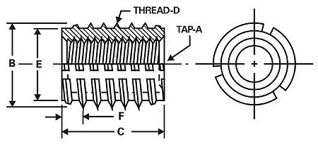 M2.0 x 0.4 Trisert Stainless Steel, .141 Outside Diameter