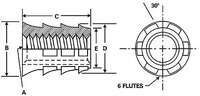 M3.5 x 0.6 Sharp-Sert Brass, .218 Diameter