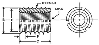 M2.0 x 0.4 Trisert Stainless Steel, .141 Outside Diameter